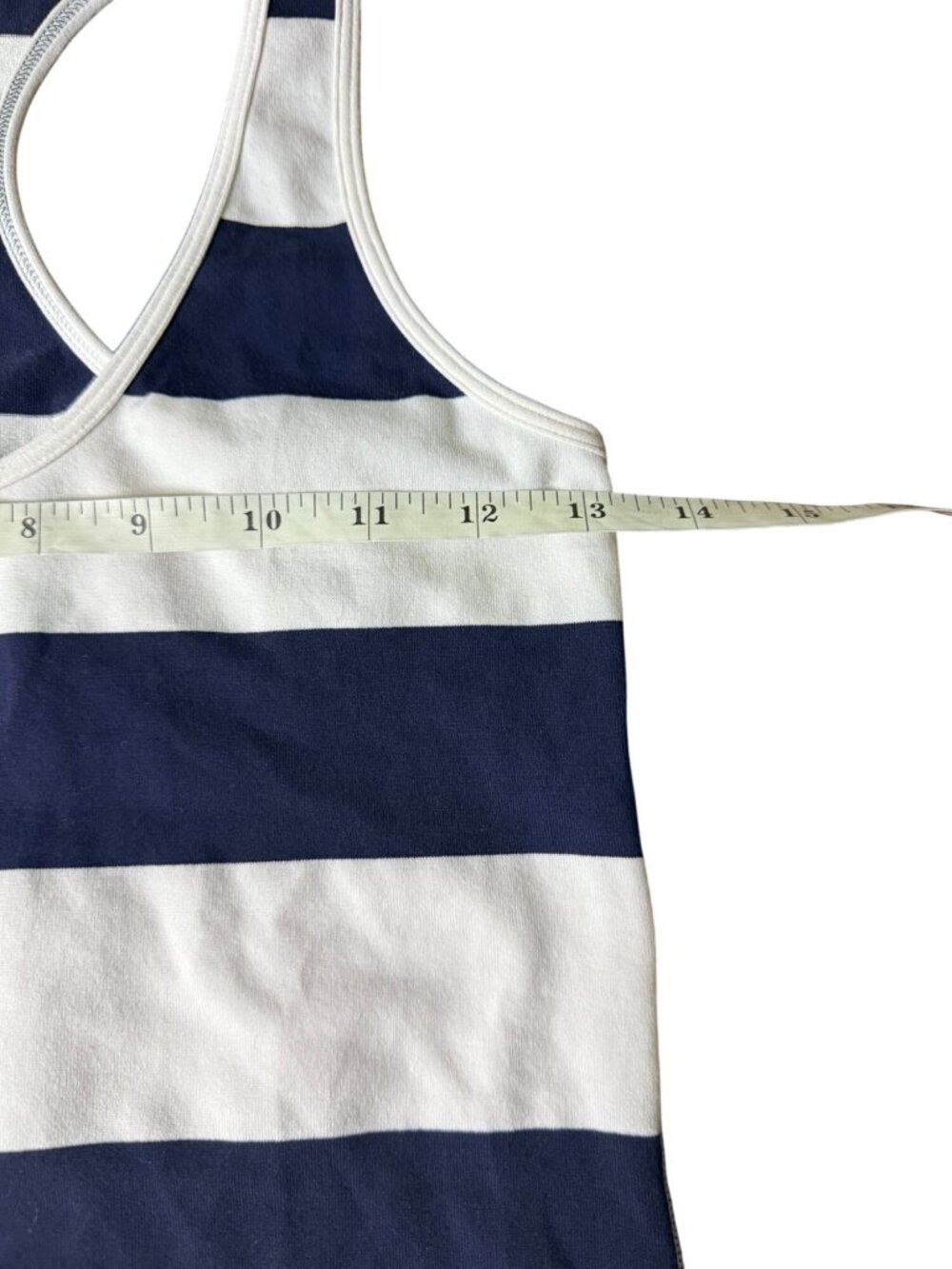 Lululemon Cool Racerback Extra Long Navy White Striped Tank Women Size 4 W1A21S - Picture 12 of 16